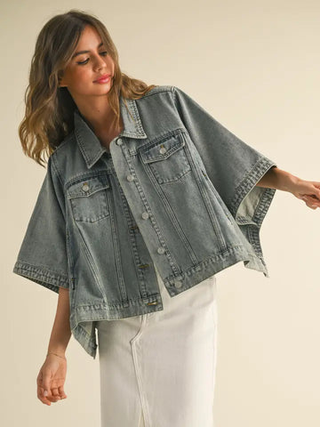 MIOU MUSE | THE CAPE STYLE DENIM JACKET