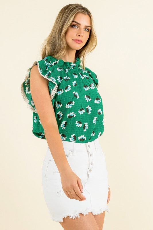 BY THML | Flower Print Textured Top