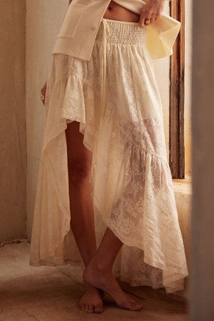| SHEER FLORAL LACE SKIRT