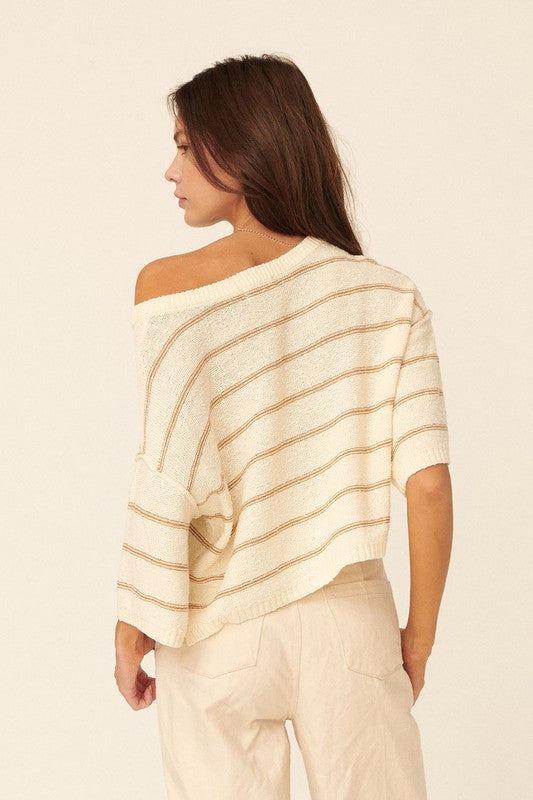 THE FRANKIE STRIPED LIGHTWEIGHT SWEATER TOP | NEW COLOR