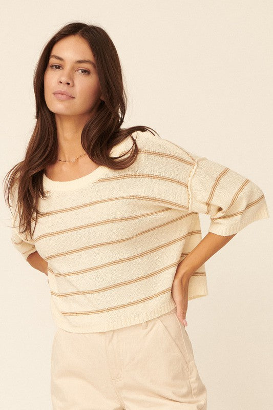 THE FRANKIE STRIPED LIGHTWEIGHT SWEATER TOP | NEW COLOR