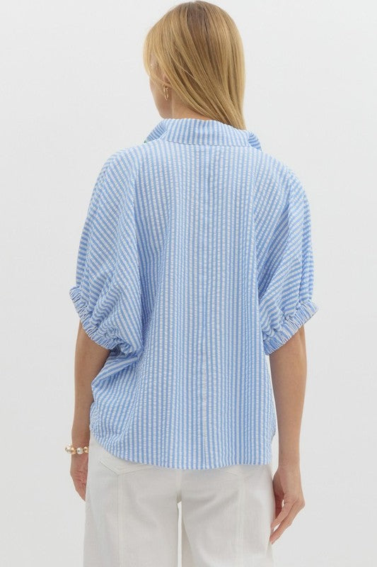 STRIPED HIGH NECK DOLMAN
