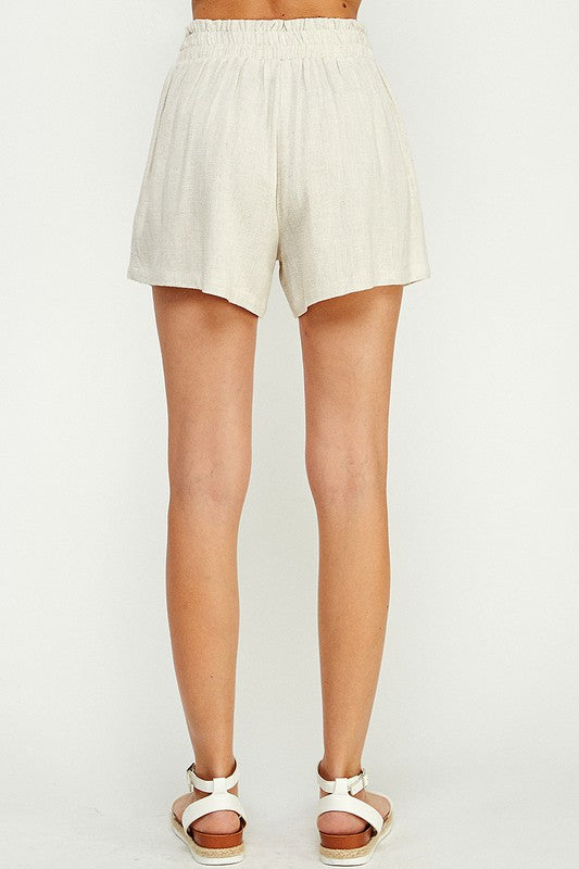 PREMIUM LINE | LINEN DOUBLE BUCKLE SHORTS