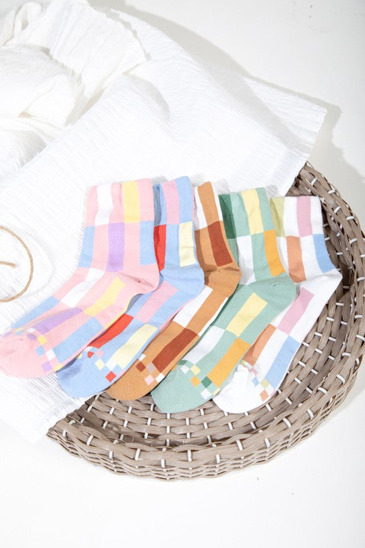 COLOR BLOCK SOCKS - WHITE