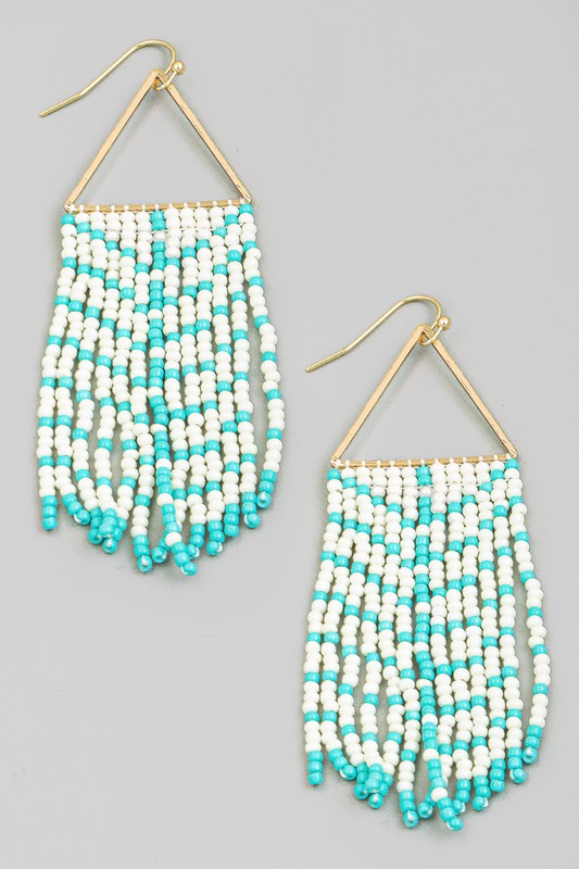 TRIANGLE SEED BEAD EARRINGS - TURQUOISE