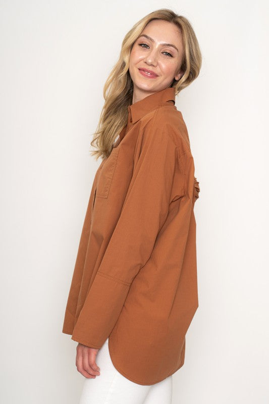 PREMIUM LINE | SHIRLEY OVERSIZED POPLIN BUTTON DOWN SHIRT