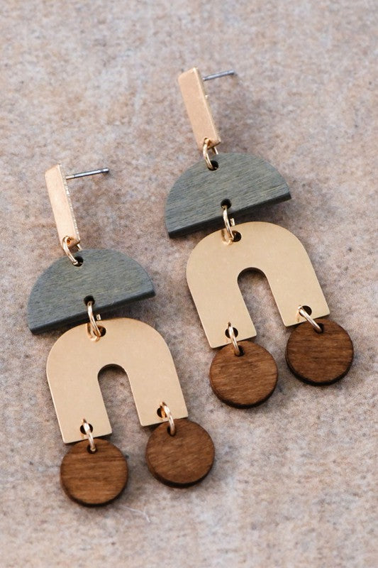 WOODEN DROP EARRINGS