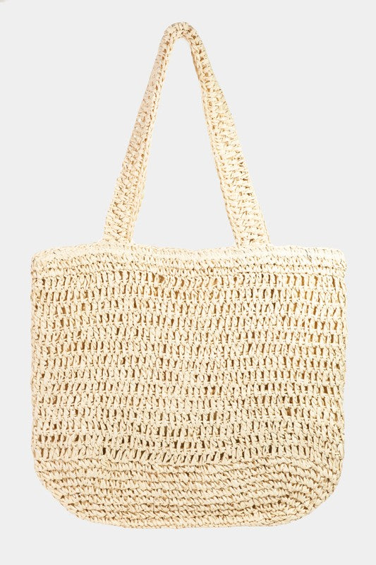 STRAW BRAIDED TOTE BAG