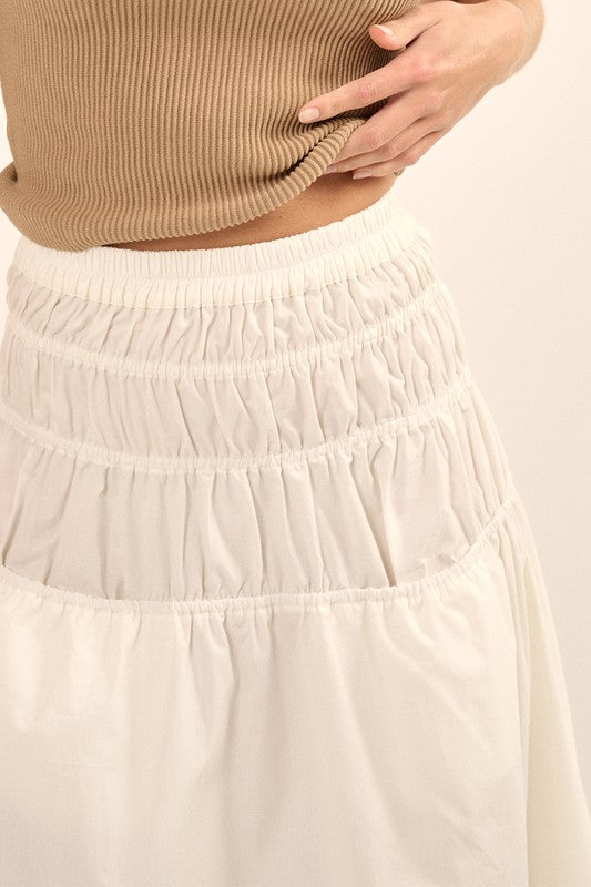 SOLID TIER WAIST MAXI SKIRT