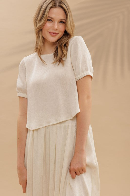 PUFF SLEEVE BACK TIE SHIRT