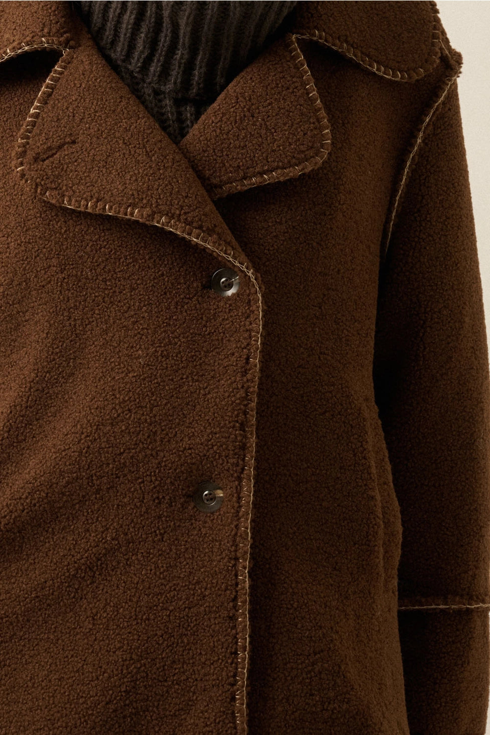 THE ASPEN BLANKET-STITCH JACKET | CHOCOLATE