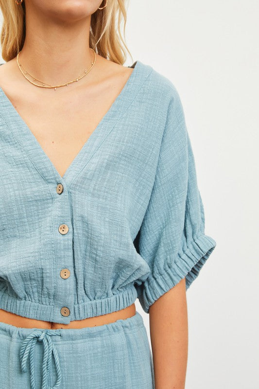 COTTON BUTTON DOWN TOP