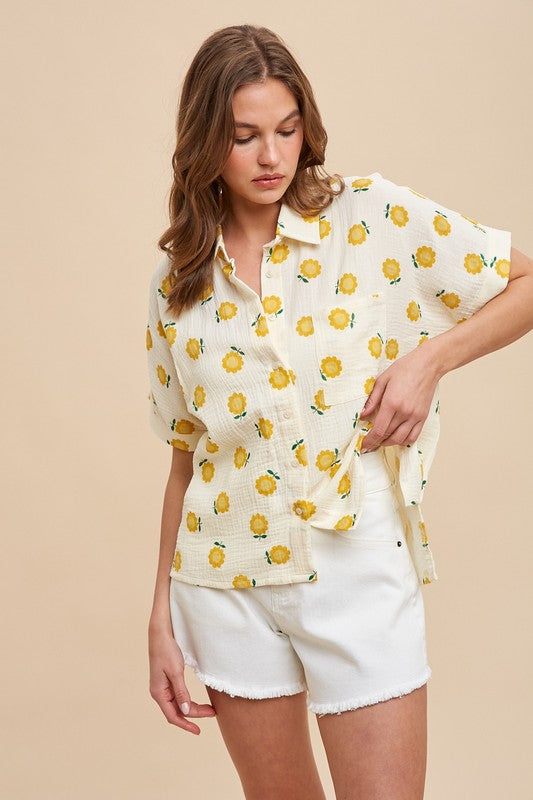 PREMIUM LINE | SUN FLOWER BUTTON DOWN SHIRT