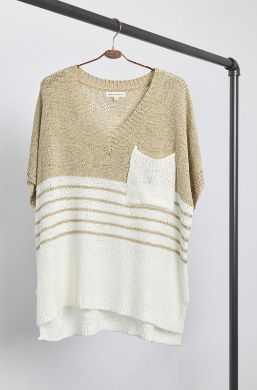 BiBi | COLOR BLOCK STRIPE SWEATER TOP