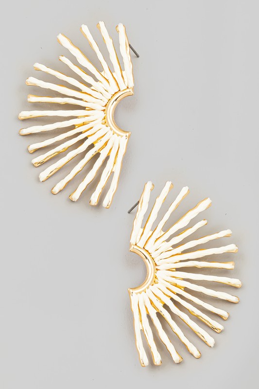 METALLIC WHITE SUN EARRINGS