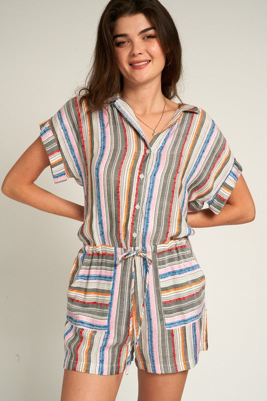 EN CREME | SHORT SLEEVE STRIPED ROMPER