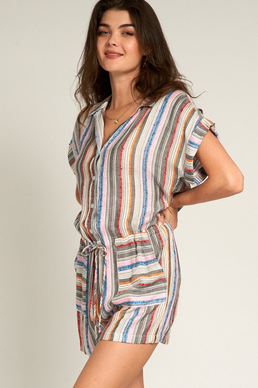 EN CREME | SHORT SLEEVE STRIPED ROMPER