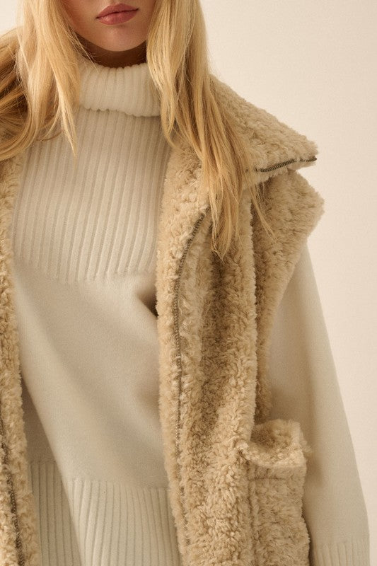 PREMIUM LINE | FAUX FUR ZIP UP VEST | RESTOCKED