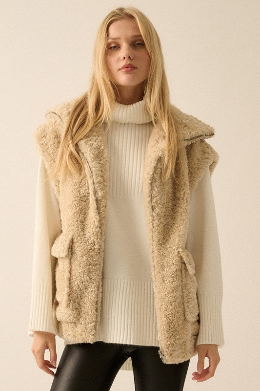PREMIUM LINE | FAUX FUR ZIP UP VEST | RESTOCKED
