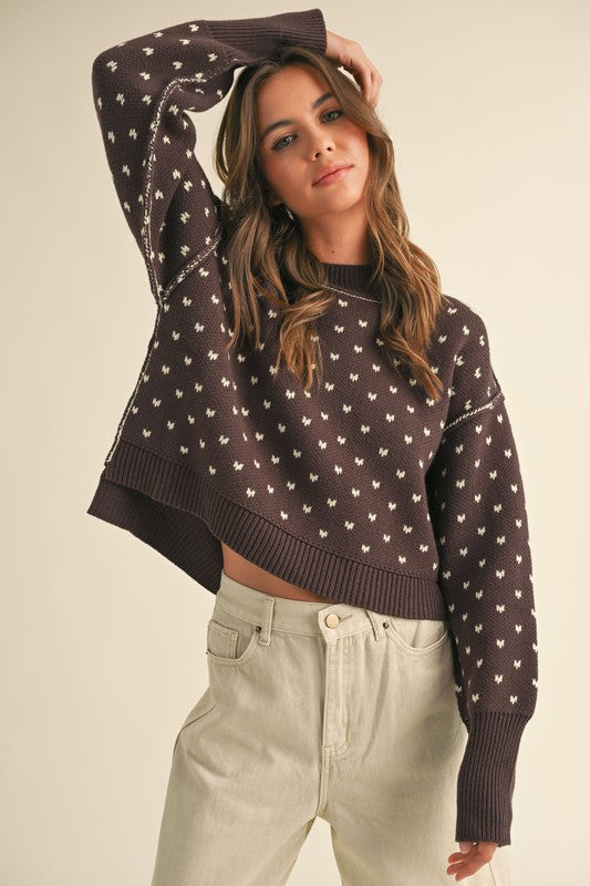 PREMIUM LINE | PATTERNED CROP SWEATER TOP