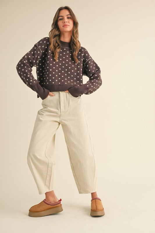 PREMIUM LINE | PATTERNED CROP SWEATER TOP