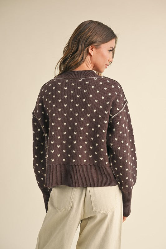 PREMIUM LINE | PATTERNED CROP SWEATER TOP
