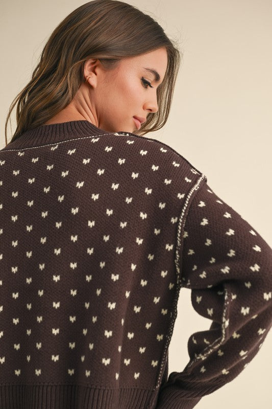 PREMIUM LINE | PATTERNED CROP SWEATER TOP