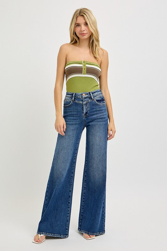 HIGH RISE FRONT YOKE DETAILED JEANS