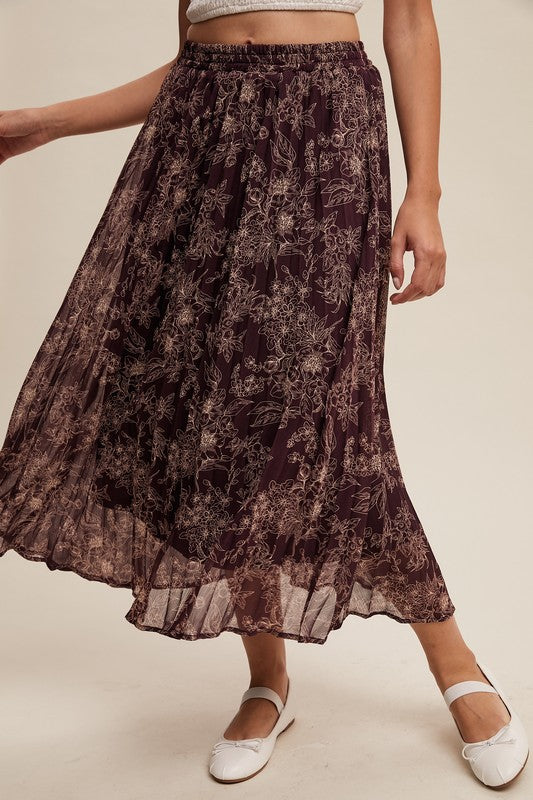 NEW COLOR | FLORAL PRINT PLEATED SKIRT