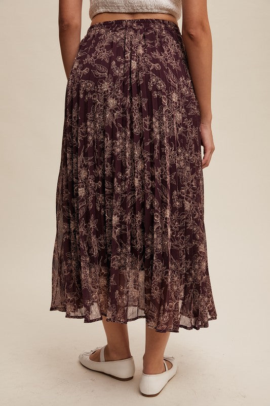 NEW COLOR | FLORAL PRINT PLEATED SKIRT