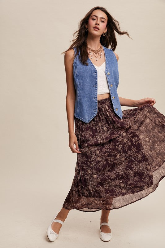 NEW COLOR | FLORAL PRINT PLEATED SKIRT