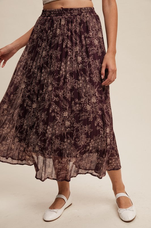 NEW COLOR | FLORAL PRINT PLEATED SKIRT