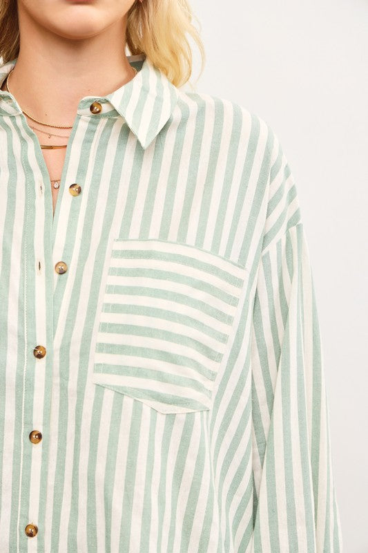 PREMIUM LINE | STRIPED BUTTON DOWN OVERSIZED SHIRT