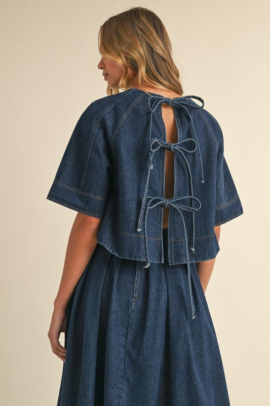 DENIM BACK TIE TOP