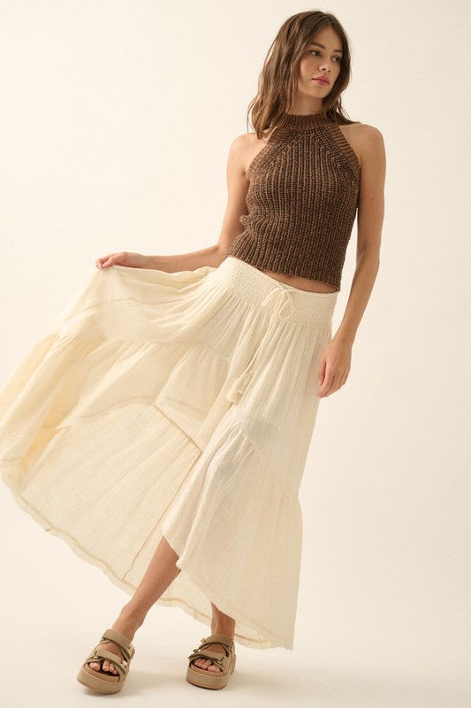 PREMIUM LINE | COTTON HIGH LOW RUFFLE SKIRT | RESTOCKED