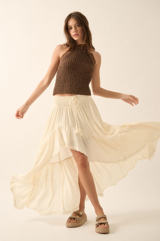 PREMIUM LINE | COTTON HIGH LOW RUFFLE SKIRT | RESTOCKED