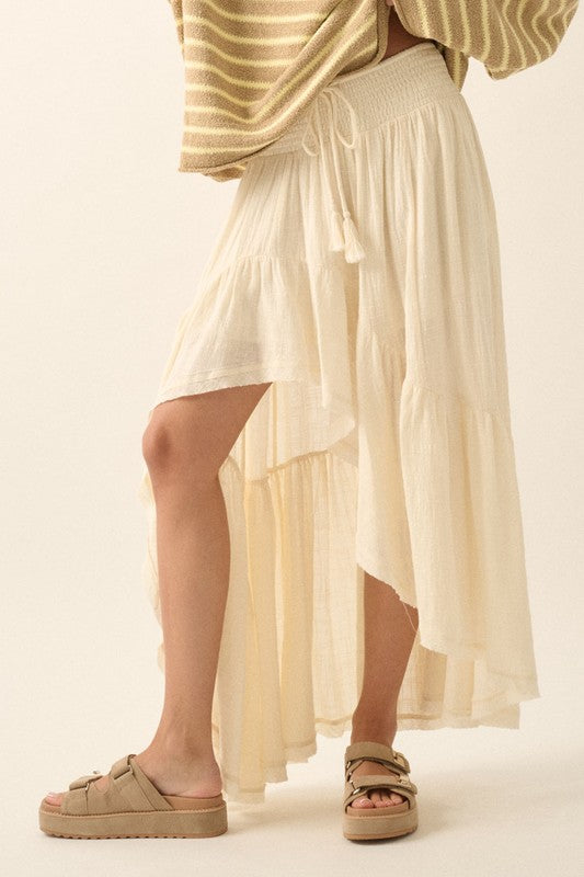 PREMIUM LINE | COTTON HIGH LOW RUFFLE SKIRT | RESTOCKED