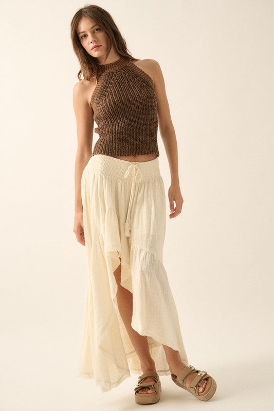 PREMIUM LINE | COTTON HIGH LOW RUFFLE SKIRT | RESTOCKED