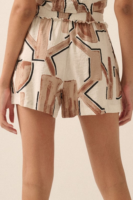 PREMIUM LINE | ABSTRACT COLORBLOCK PRINT SHORTS | RESTOCKED