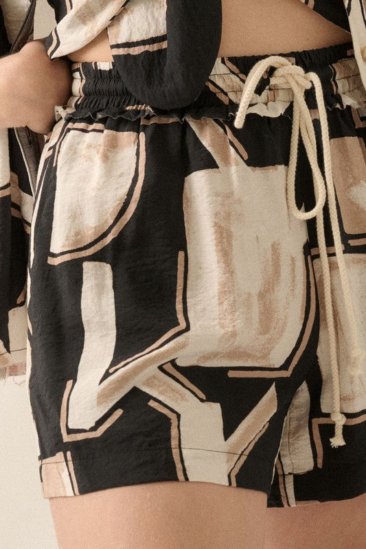 PREMIUM LINE | ABSTRACT COLORBLOCK PRINT SHORTS | RESTOCKED