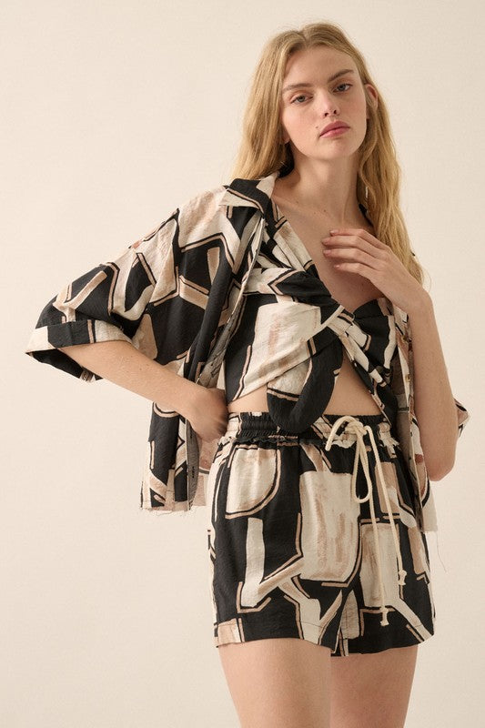 PREMIUM LINE | ABSTRACT COLORBLOCK PRINT TOP | RESTOCKED