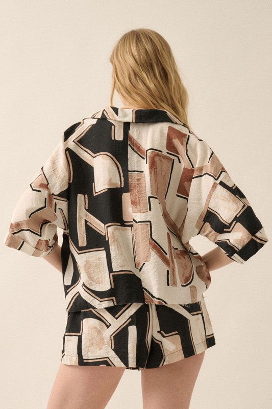 PREMIUM LINE | ABSTRACT COLORBLOCK PRINT TOP | RESTOCKED