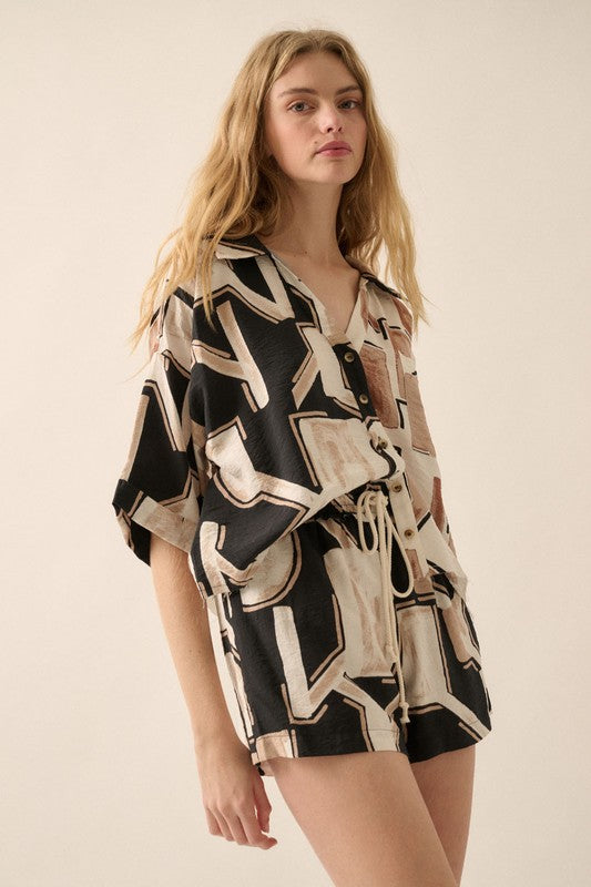 PREMIUM LINE | ABSTRACT COLORBLOCK PRINT TOP | RESTOCKED