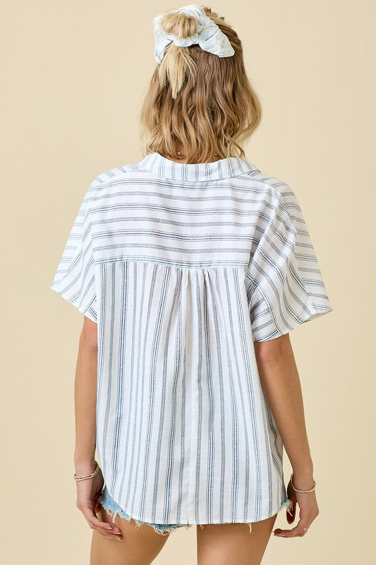 STRIPED COLLARED SHIRT