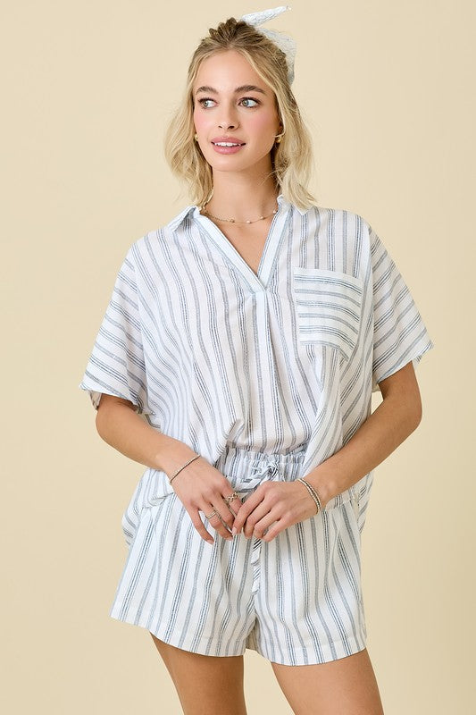 STRIPED COLLARED SHIRT