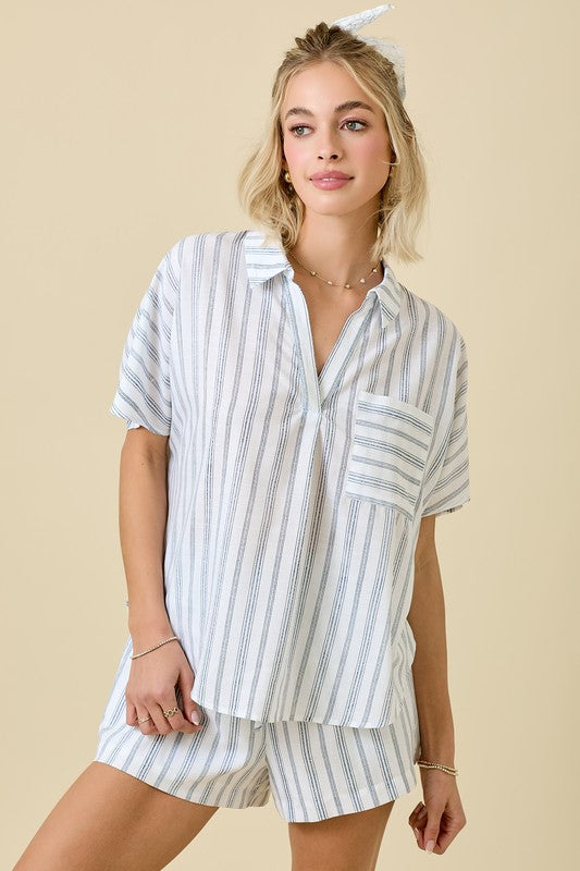 STRIPED COLLARED SHIRT