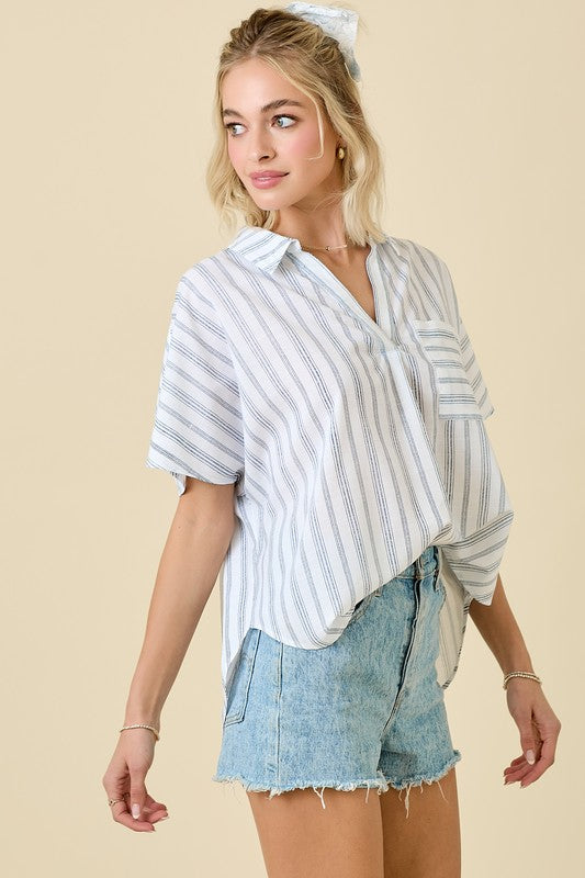 STRIPED COLLARED SHIRT