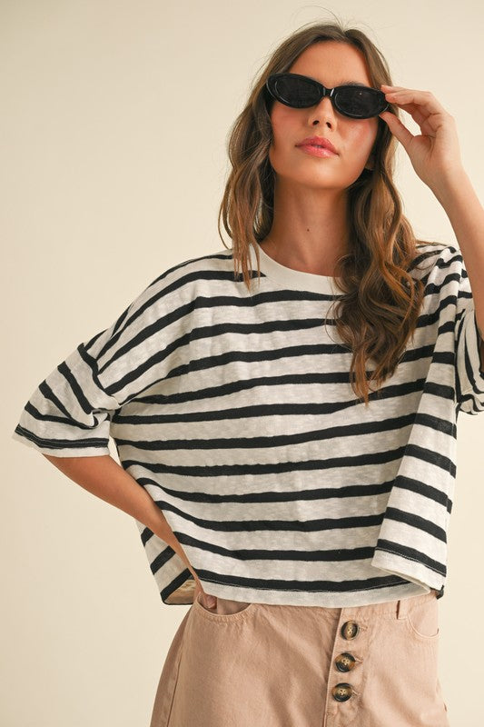 MIOU MUSE | STRIPED KNITTED TOP