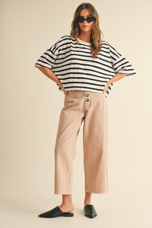 MIOU MUSE | STRIPED KNITTED TOP