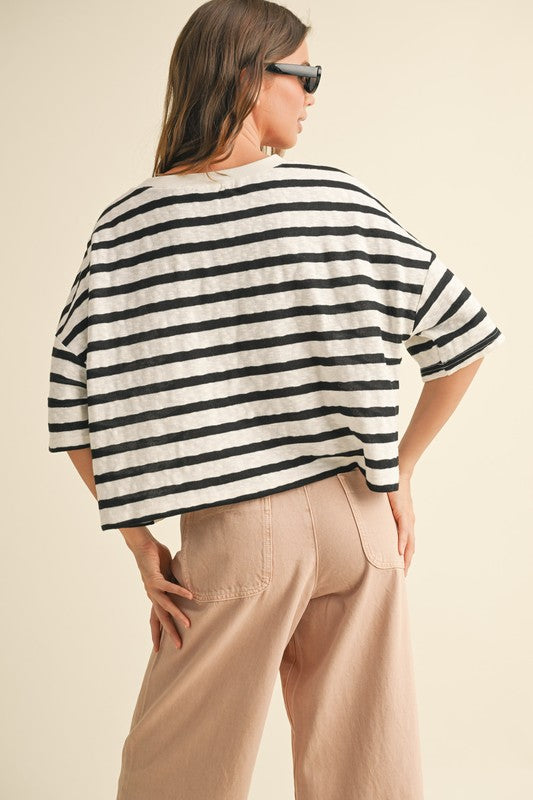 MIOU MUSE | STRIPED KNITTED TOP